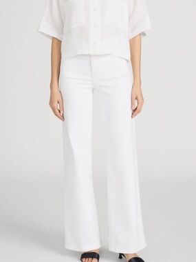 Frame Slim Palazzo White Jeans, Size 24